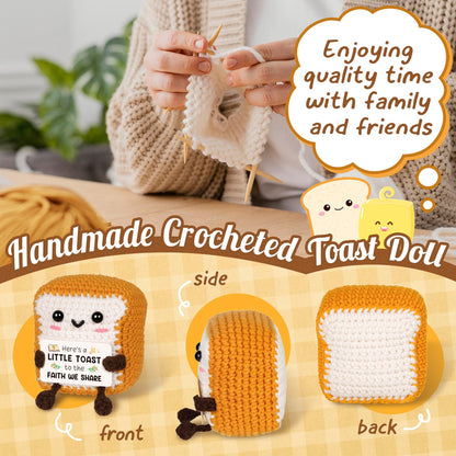 Christian Gifts for Women Faith, Religious Gifts for Mom Friend Family Birthday Inspirational Spiritual Present - The Faith We Share Mini Handmade Crochet Toast