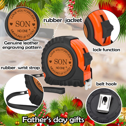 Gifts for Son, Stocking Stuffers for Men, Tool Gifts for Men Genuine Leather Engraved 25 FT Tape Measure, Christmas Gifts for Son from Mom