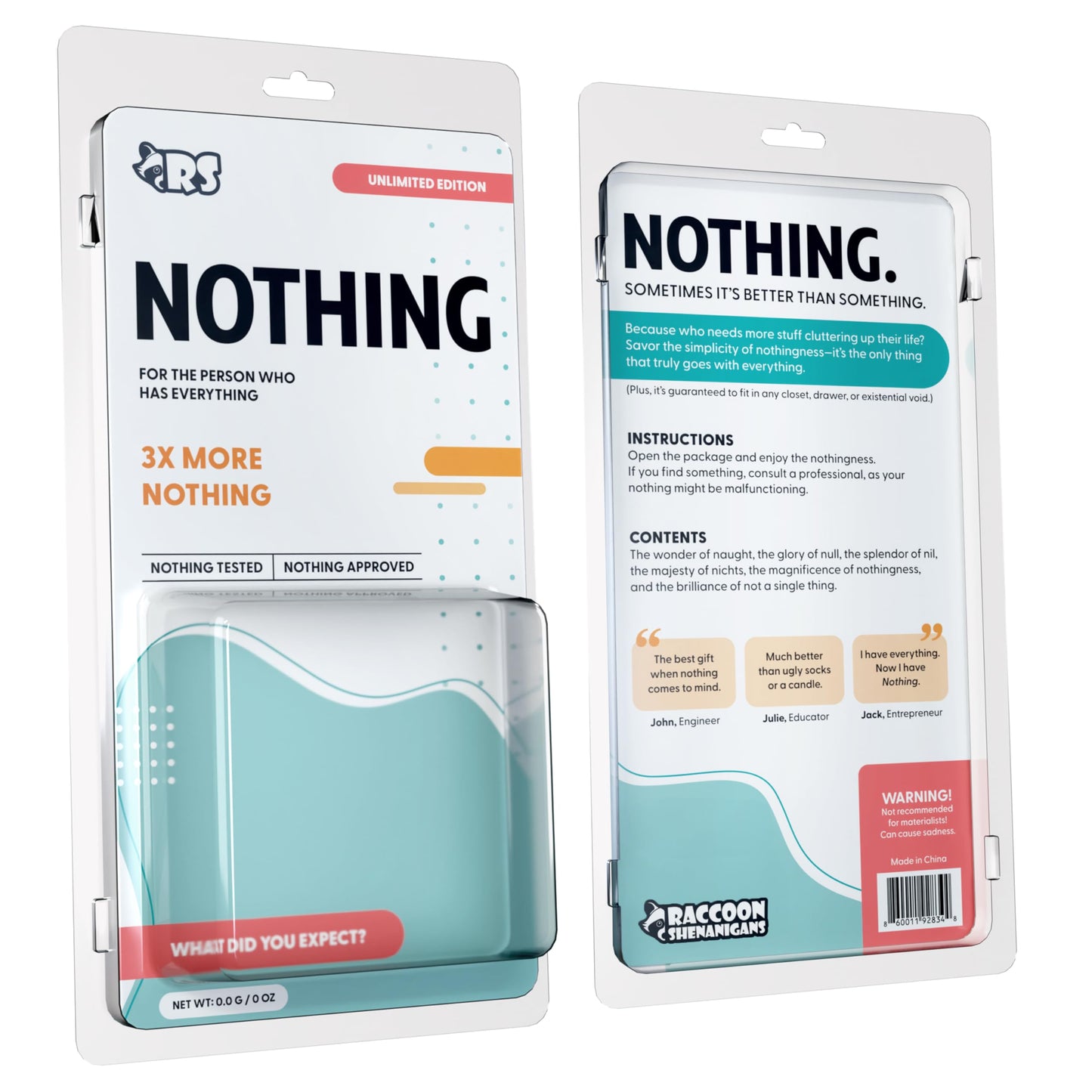Nothing Gift - Funny Gag Gift for Dad, Mom, Women & Men Who Want Nothing - Hilarious Novelty & Useless Practical Joke for The Person Who Has Everything - Weird Prank Box Stuff