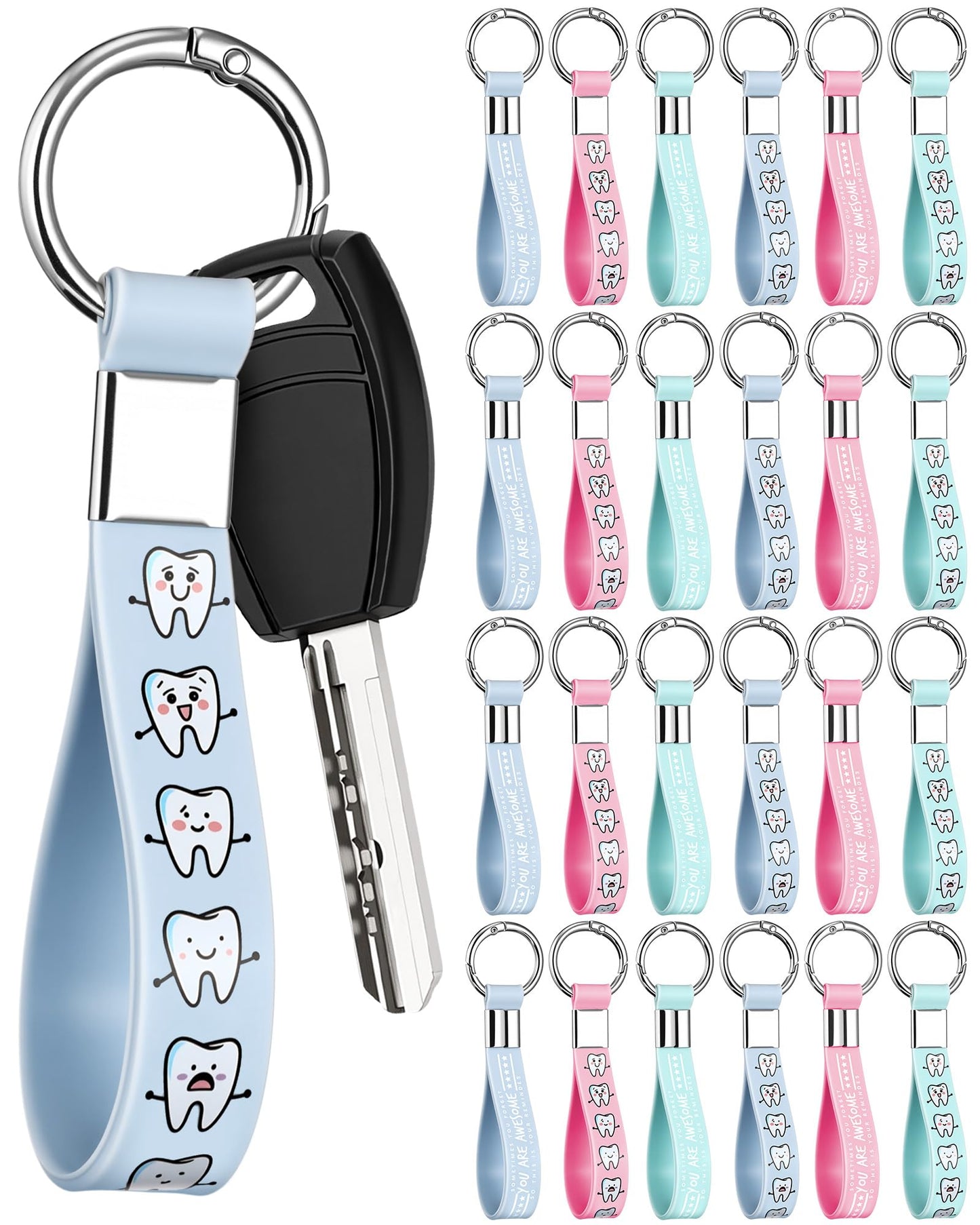 Liliaafar 24 Pcs Dental Assistant Gifts You're Awesome Key Rings Dental Hygienists Gift Dentist Tooth Inspirational Keychain Accessories for Dentist Coworker Women Nurse Graduation Office Clinic