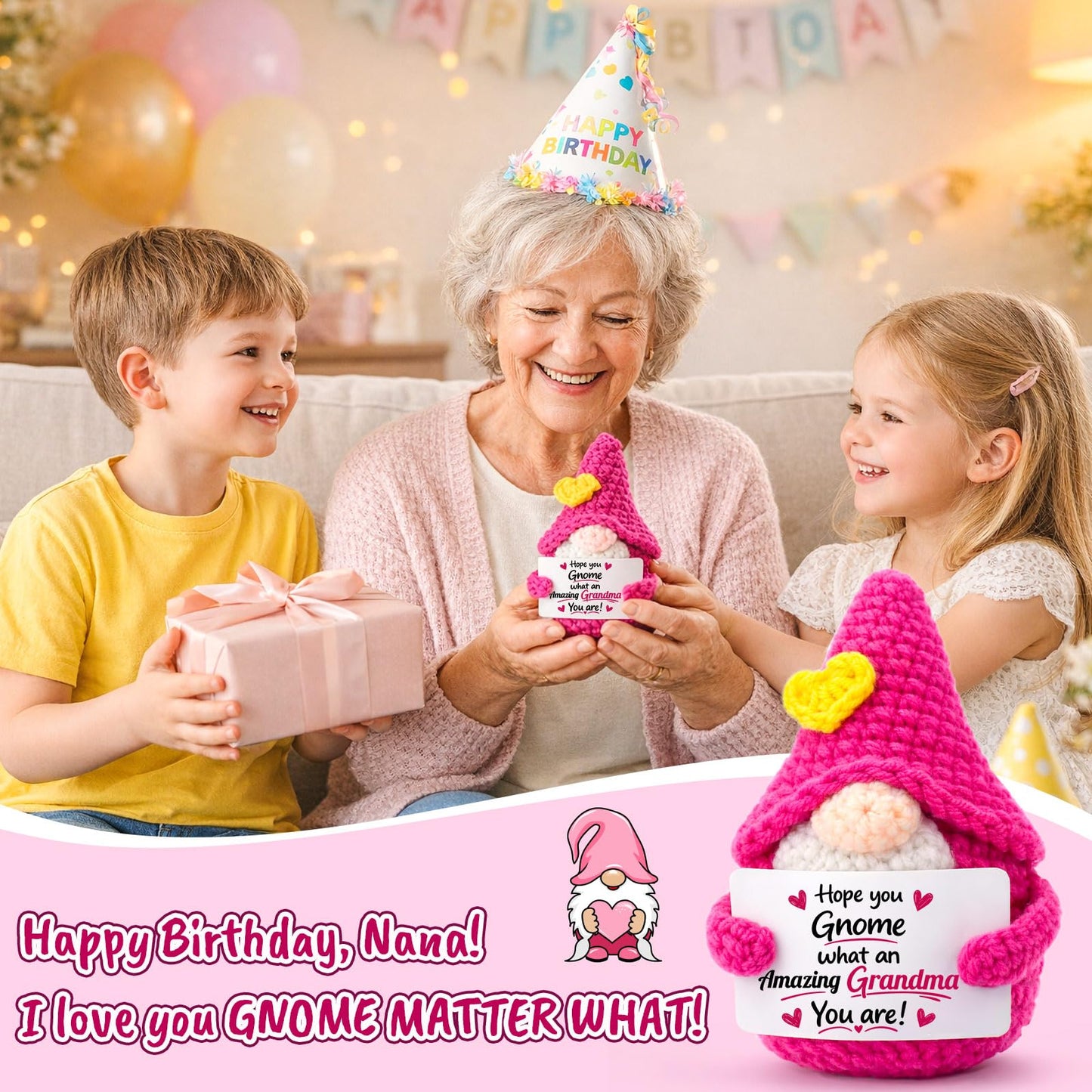 Grandma Gifts for Birthday Christmas - Funny Gnome Gift for Great Grandma Nana Gigi Mimi Grandmother from Granddaughter Grandson Grandkids, Grandparents Day Mothers Day Gnomes Present