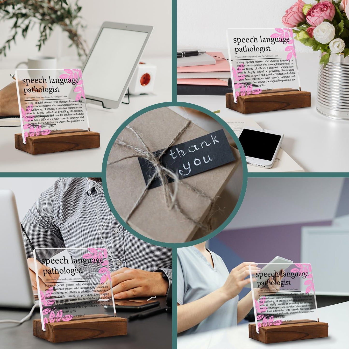 Speech Language Pathologist Gift Clear Desk Decorative Sign, Appreciation Gifts for Therapist, SLP Thank You Gift for Her Graduation Retirement Birthday, Speech Definition Office Desk Decor