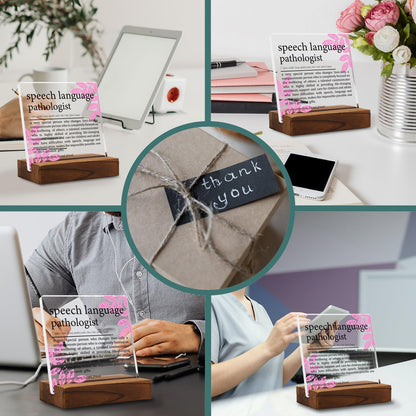 Speech Language Pathologist Gift Clear Desk Decorative Sign, Appreciation Gifts for Therapist, SLP Thank You Gift for Her Graduation Retirement Birthday, Speech Definition Office Desk Decor