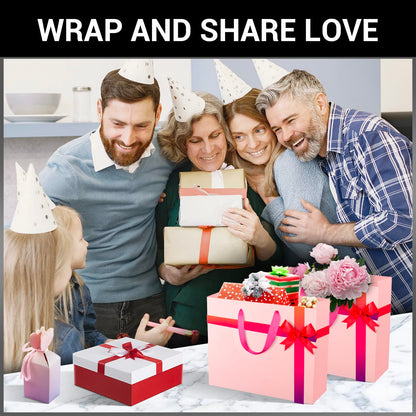 EUSOAR Small Pink Gifts Wrap Bags, 50 Pack 8.6x3.9x7 inches Shopping Bags with Handles Bulk, Party Favor Wrapping Bags for Wedding, Craft Grocery, Boutique, Retail, Business