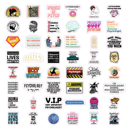 BulbaCraft Psychology Stickers (100Pcs), Funny Vinyl Decals for Laptop, Therapy Gifts, Psychologist Stickers for Women & Men, Waterproof, Reusable