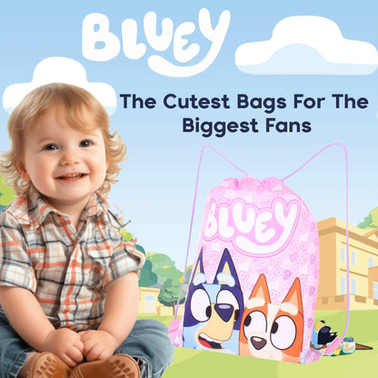 Bluey Girls Drawstring Bag – Pink Gym Sack Backpack Bingo – Kids School, Dance, Swimming, PE, or Sleepover Bag.