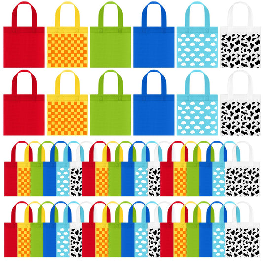 Locmeo 48 Pcs Cartoon Party Favor Bags Cartoon Birthday Party Decorations Blue Sky White Clouds and Cow Print Candy Gift Treat Goodie Bags for Baby Shower Bachelorette Supplies Decoration