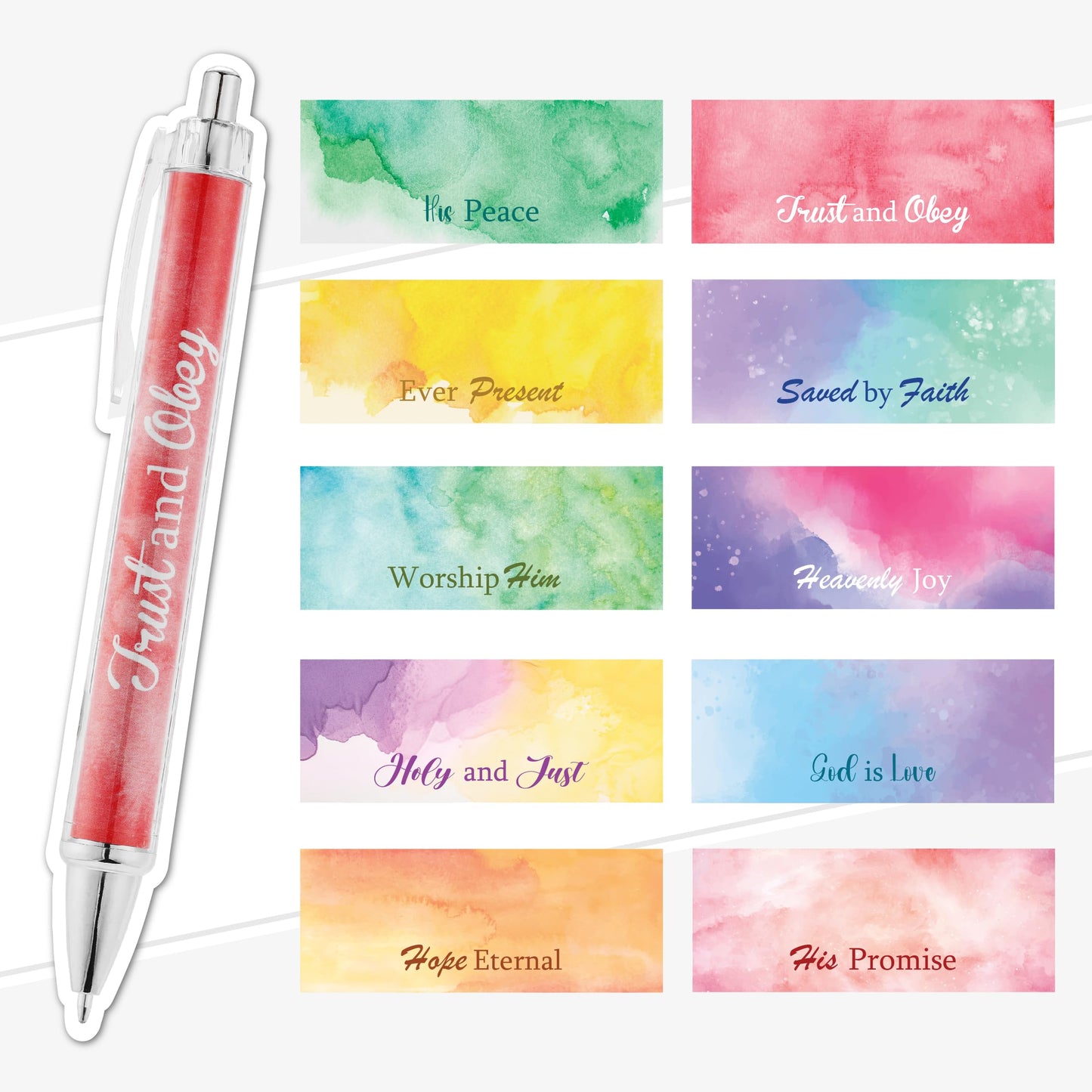 Mr. Pen- Christian Pen Set, 10 Pack, Gradient Style, Black Ink, Bible Verse Pens, Christian Pens for Women