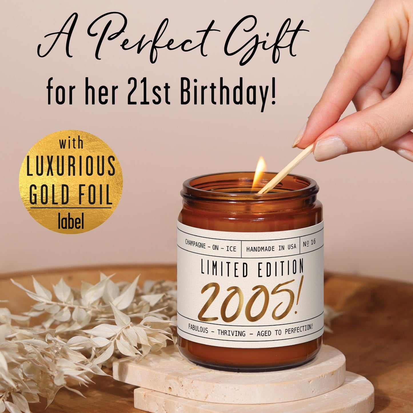 21st Birthday Gifts for Her - 'Limited Edition 2005' Soy Candle, w/Sparkling Berries & Fruit I 21st Gifts for Women I 2005 21 Birthday Gift for Her I 9oz Reusable Jar, 50Hr Burn, Made in USA