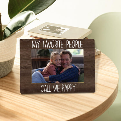 My Favorite People Call Me Pappy Picture Frame, Pappy Grandpa Gifts for Father's Day, Best Grandpa Gifts Photo Frame 4X6, Grandfather Wooden Photo Picture Frames for Desk Tabletop Decor