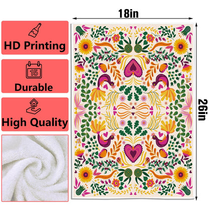 Sunwer Mexican Floral Kitchen Towels Cinco De Mayo Dish Towels Mexico Let's Fiesta 18x26Inch for Seasonal Holiday Home Decor Set of 2