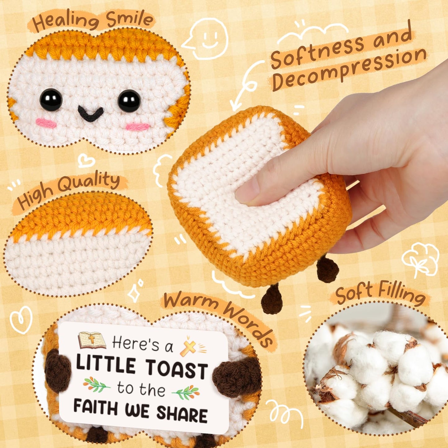 Christian Gifts for Women Faith, Religious Gifts for Mom Friend Family Birthday Inspirational Spiritual Present - The Faith We Share Mini Handmade Crochet Toast