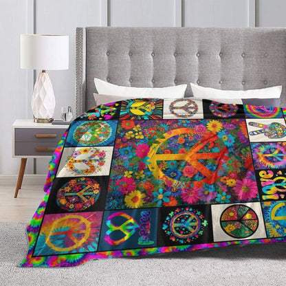 Peace Throw Blanket Soft Cozy Warm Blanket Women Men 60"X50" Throw for Couch Bedroom Home Decor