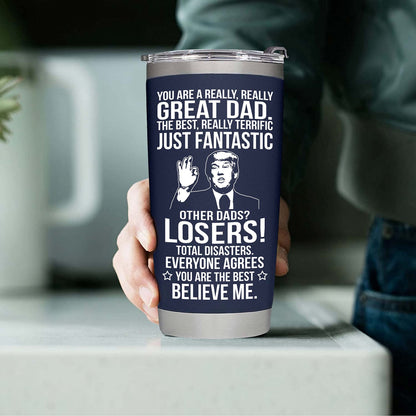 Fathers Day Gift for Dad from Daughter, Son, Kids - Funny Fathers Day Tumbler - Gifts for Husband from Wife - Present for Father - Dad Birthday Gift, Insulated Stainless Steel Tumbler 20oz, Navy