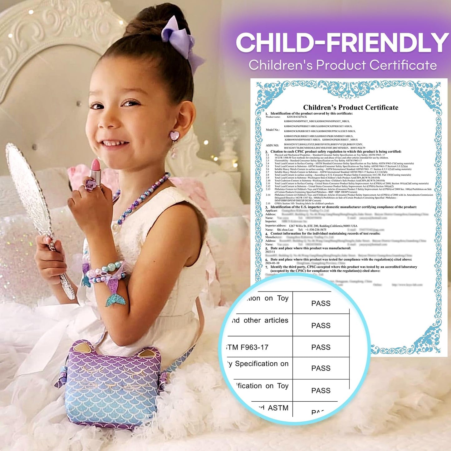 mibasies Purse for Little Girls Dress Up Jewelry Pretend Play Kids Accessories Mermaid Gifts
