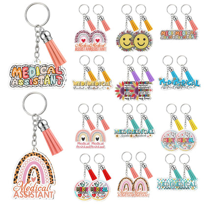 Equsion 24 Pcs Medical Assistant Keychains Bulk Medical Assistant Essentials Gifts Thank You Keychains Motivational Acrylic Gifts Accessories for Nurse Women Female Men Appreciation Favors