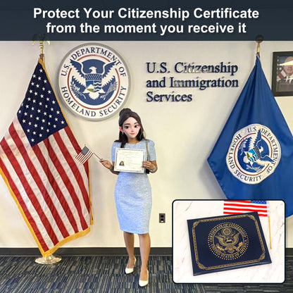 GraduatePro US Citizenship Certificate Holder | US Citizenship Gifts | Naturalization Certificate Padded Cover Printed with Golden Great Seal of The United States