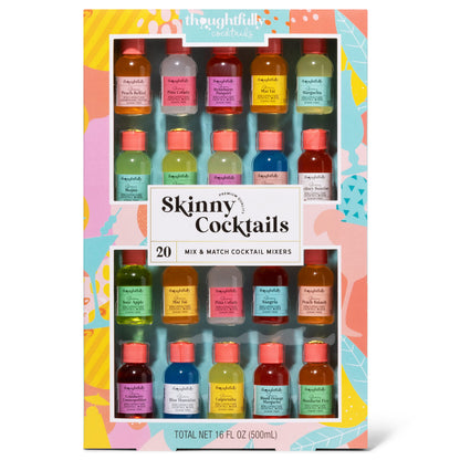 Thoughtfully Cocktails, Mix and Match Skinny Cocktail Mixers in Glass Bottles, Vegan and Vegetarian, Combine Two Bottles for a Delicious Sugar-Free Cocktail Mixer, Pack of 20 (Contains NO Alcohol)