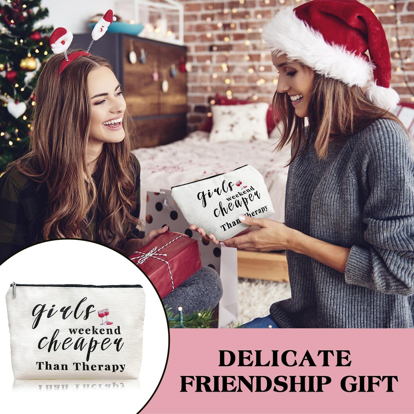 3 Pcs Girls Weekend Gift Travel Makeup Bag, Bestie Gift, Girls Weekend Gifts, for Best Friends Travel Gifts, Christmas Graduation Wedding Birthday Gift for Travel Toiletry Pouch