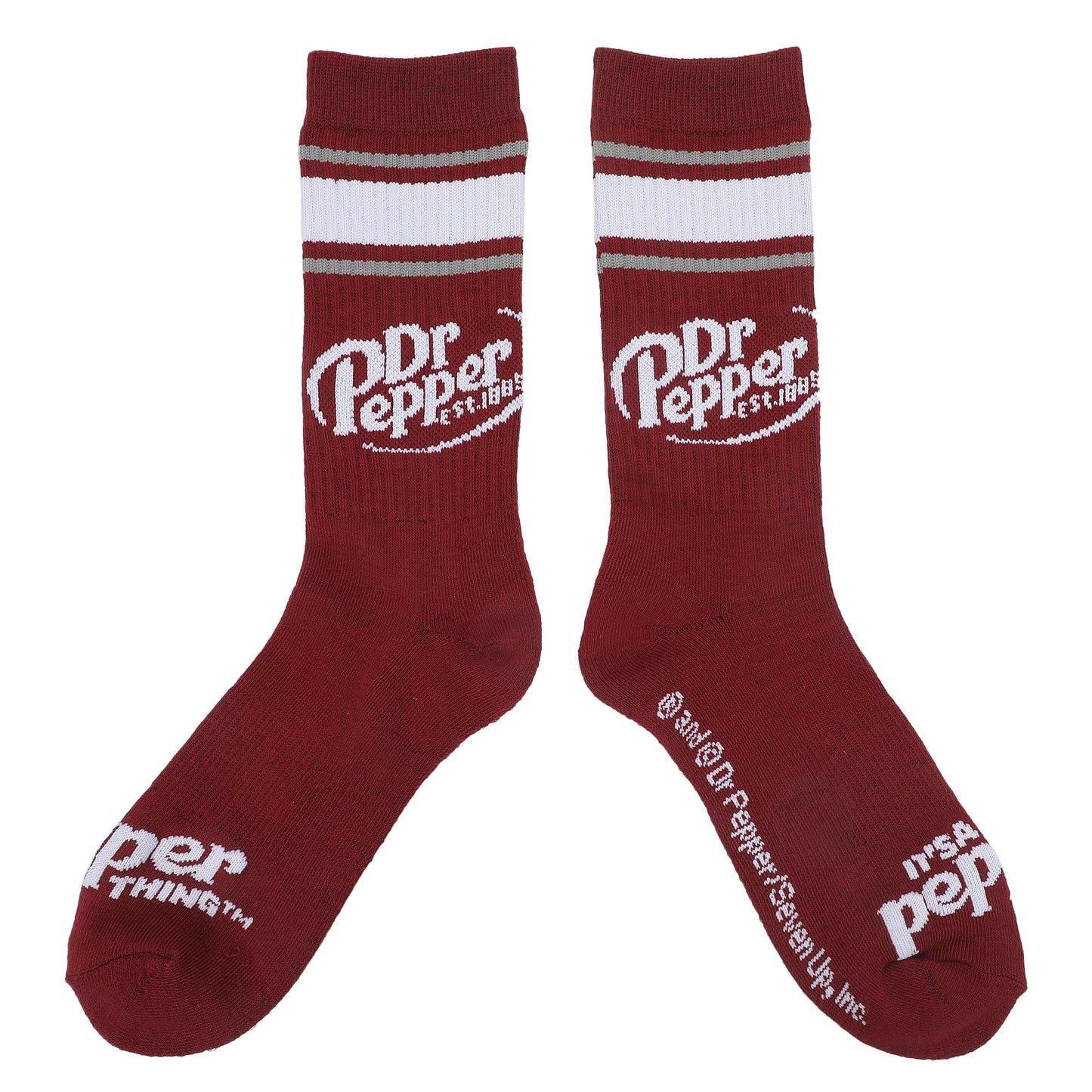 Bioworld Dr Pepper Classic Logo Maroon Men’s Athletic Crew Socks