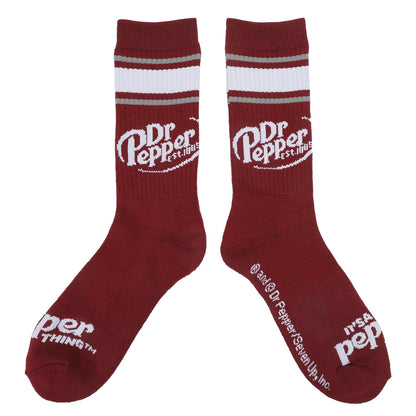 Bioworld Dr Pepper Classic Logo Maroon Men’s Athletic Crew Socks