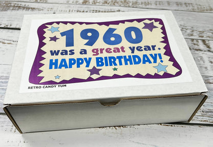 RETRO CANDY YUM ~ 1960 66th Birthday Gift Box Nostalgic Candy Mix from Childhood for 66 Year Old Man or Woman Born 1960 Jr