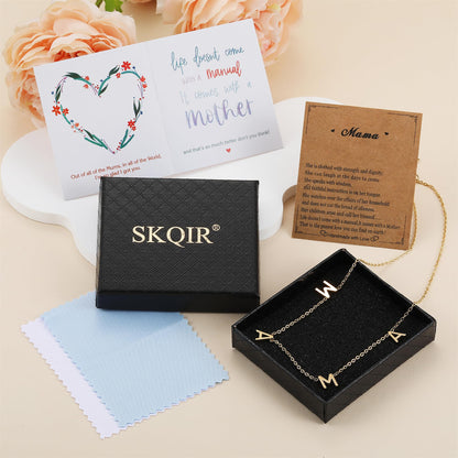 SKQIR Mama Necklaces For Women, Gold Plated Momma Mom Necklace,Pregnant Pregnancy Gifts For Expecting Mom, First Time New Mom Gifts,Mommy Mama To Be Gifts,Postpartum Gifts For Mom After Giving Birth