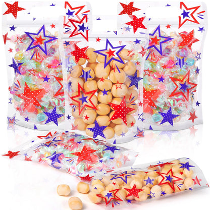 Frienda 60 Pcs 250th Anniversary American Bags Patriotic Star Theme Gift Bags Bulk 4th of July Candy Treat Goodie Handbags for USA Birthday Party Favors Independence Day Labor Day Party Supplies
