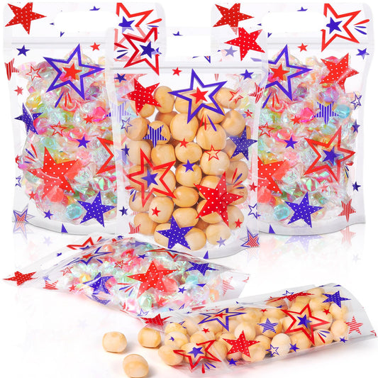 Frienda 60 Pcs 250th Anniversary American Bags Patriotic Star Theme Gift Bags Bulk 4th of July Candy Treat Goodie Handbags for USA Birthday Party Favors Independence Day Labor Day Party Supplies