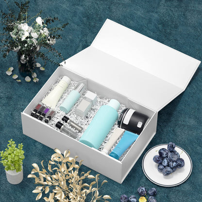 RYDDOY White Gift Box, 9.5x6x3'' Gift boxes for Presents with Lids Magnetic Closure Rectangle Collapsible for Bridesmaid Proposal Box, Wedding, Christmas, Halloween, Birthday Gift Packging