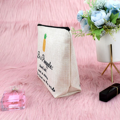 Sfodiary Pineapple Lovers Gifts Makeup Bag Inspirational Birthday Gift for Daughter Pineapple Gifts for Women Teens Encouragement Gift for Her Motivational Graduation Gifts Travel Cosmetic Pouch