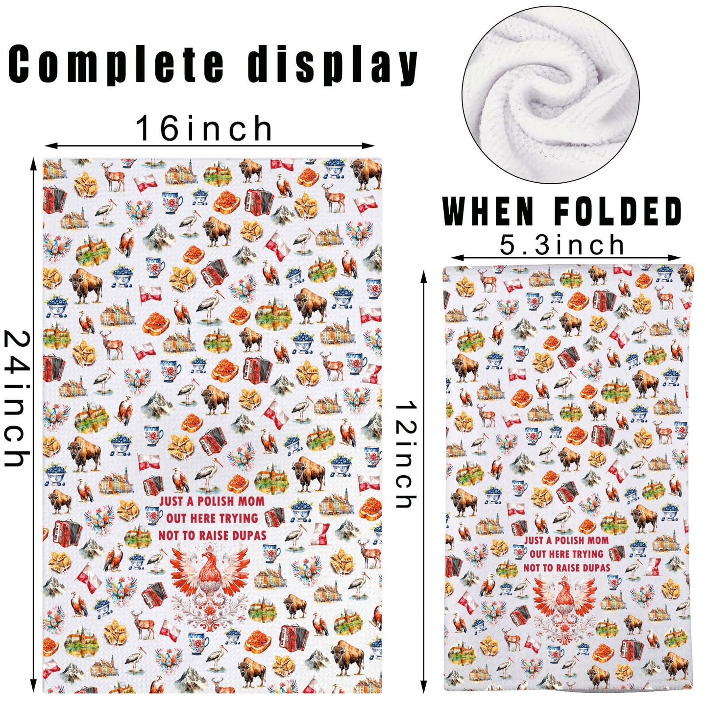 JNIAP Polish Mom Kitchen Towel Polish Mom Gifts Polish Wife Dish Towel Poland Gift Polska Gift Matka Hand Towel (Polish Mom kt)