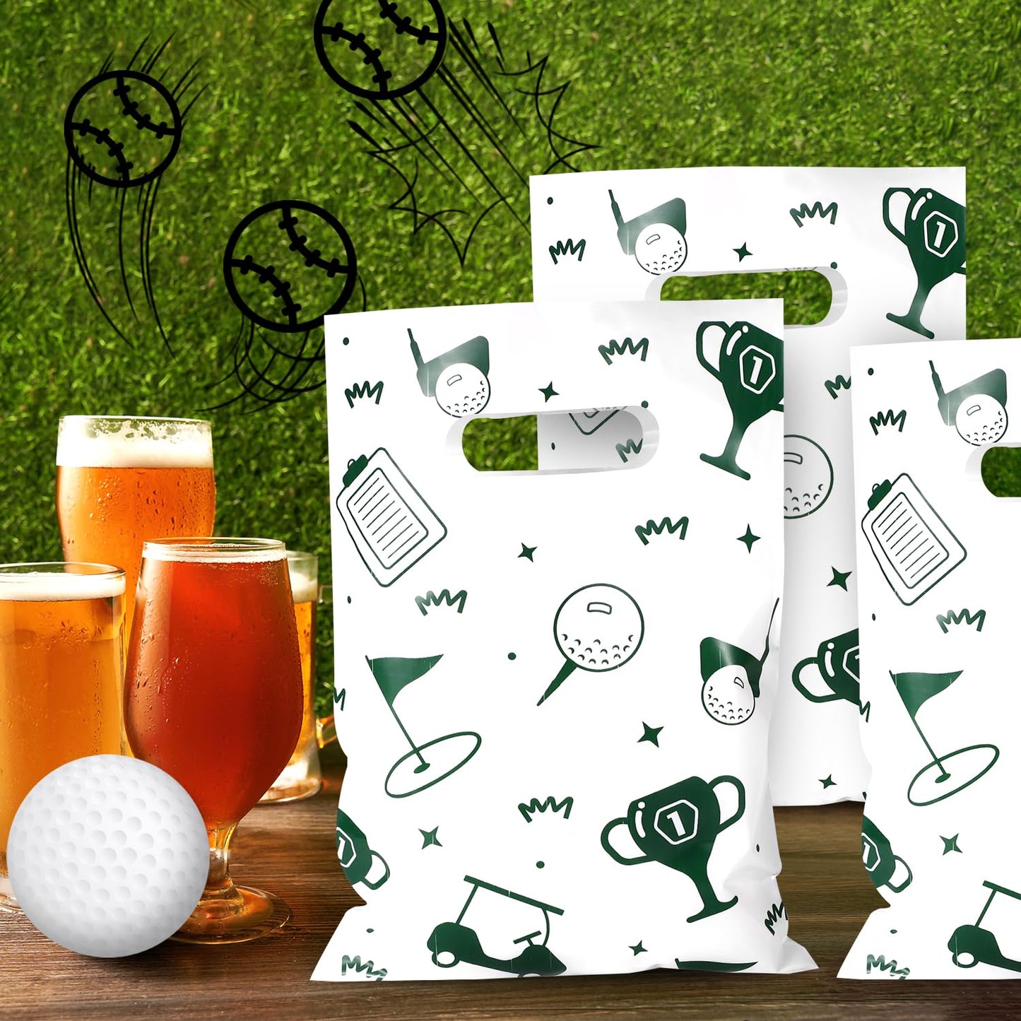 50pcs Golf Gift Bags, Golf Themed Party Decorations Candy Goodie Bags for Men Women Birthday Sports Events Party Favor Supplies