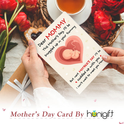 HUNIGIFT First Mothers Day Card for New Mom, Mom to be - Happy Mother to be Mothers Day Card for Expecting Moms, Pregnant Moms, Pregnant Daughter Wife from The Bump - 5.3''x 8.0'' Card & Envelope