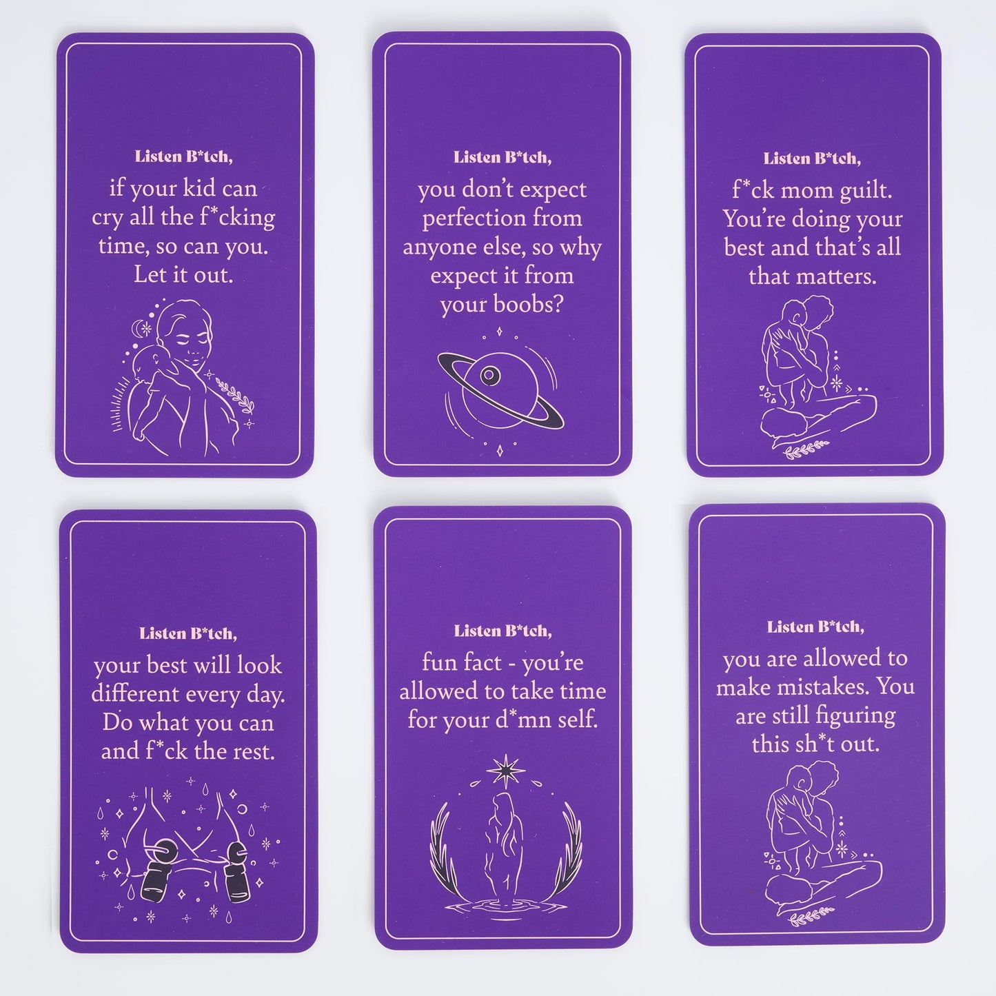 Listen B*tch New Mom Edition Affirmations | Affirmation Cards to Conquer The Beautiful Chaos of Motherhood
