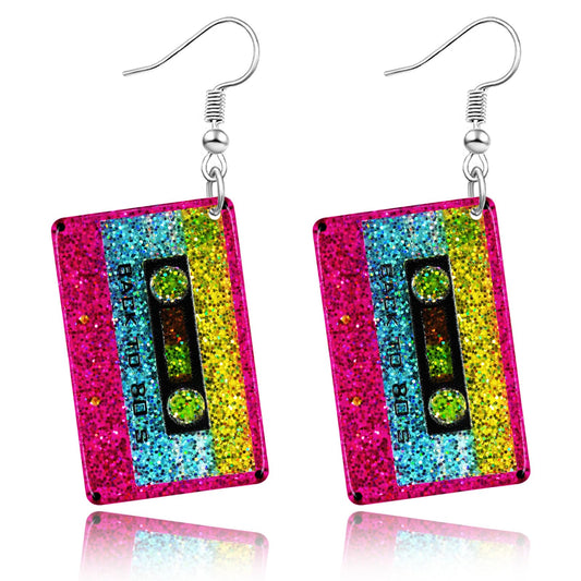 80s 90s Earrings for Women Colorful Lightning Acrylic Drop Earrings Neon Earrings Bulk for 80's 90's Outfit Glow Party Halloween 80s Accessories Jewelry
