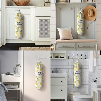 Hglian Lemon Grocery Bags Holder,Sunshine Plastic Bag Holder Garbage Shopping Trash Bags Storage Organizer,Cute Lemon Kitchen Décor, Gifts for Women