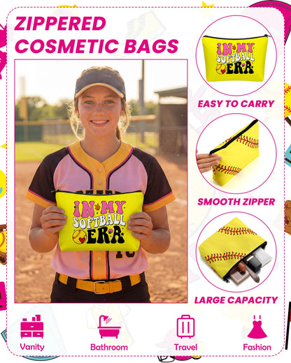48 Pcs Softball Team Gifts for Women Include Cosmetic Bags Socks Bracelets and Cards for Teen Girls Players Coach