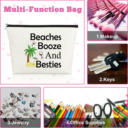 Mxrymvu Beach Gifts for Women Friends Makeup Bag Beach Lover Gifts Cosmetic Bag Funny Vacation Gift Seaside Themed Pouch for Women Besties Birthday Christmas Graduation Present Travel Makeup Pouch
