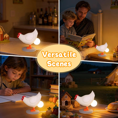 OkiyiD Chicken Egg Lamp, Funny Hen Chicken Table Lamp, LED Egg Night Lght, Resin Chicken with Stepless Dimming Function, Decoration for Home, Bedroom, Study Room