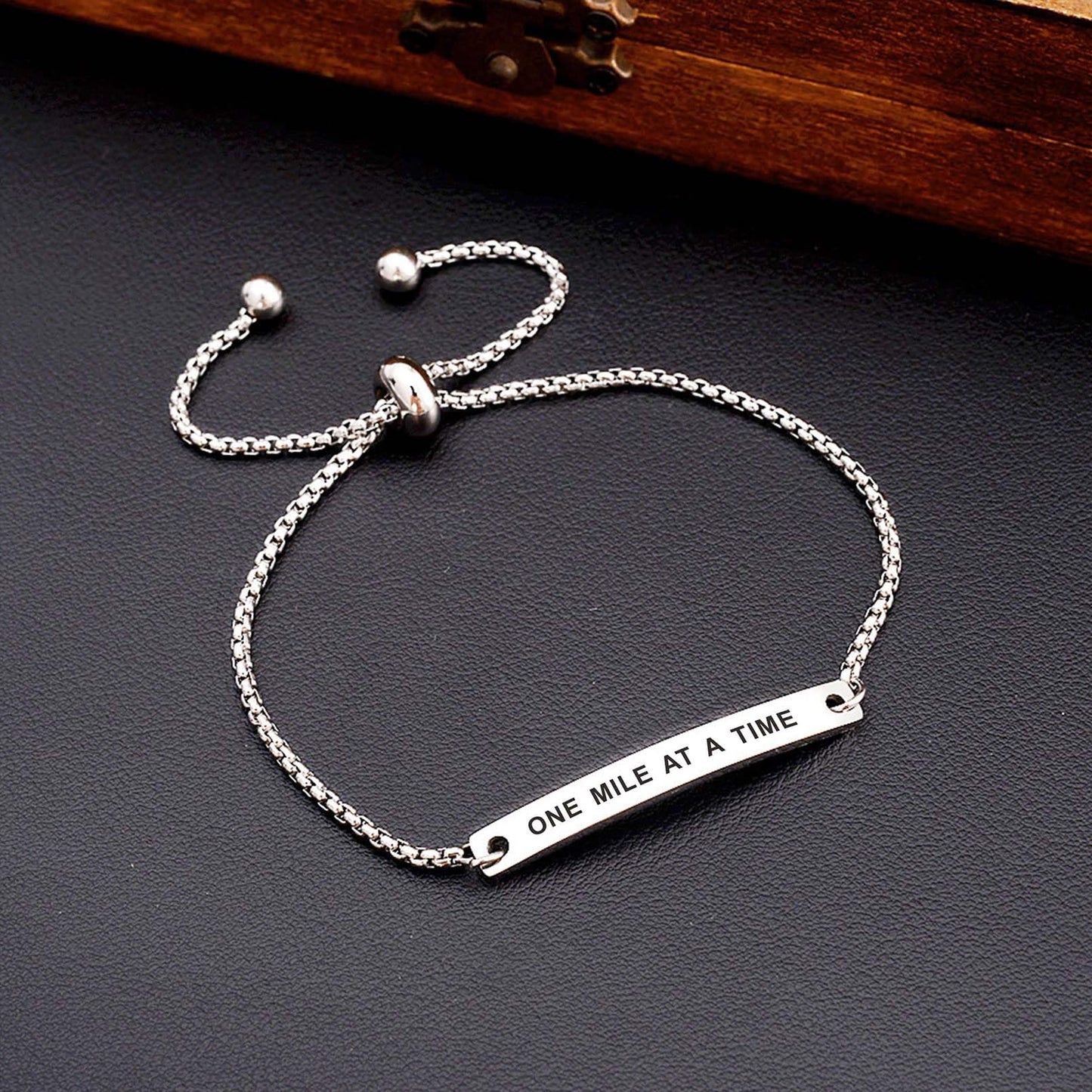 Kisseason Inspirational Mantra Bracelet for Women Girl Jewelry Adjustable Chain Friendship Bangle Bracelet