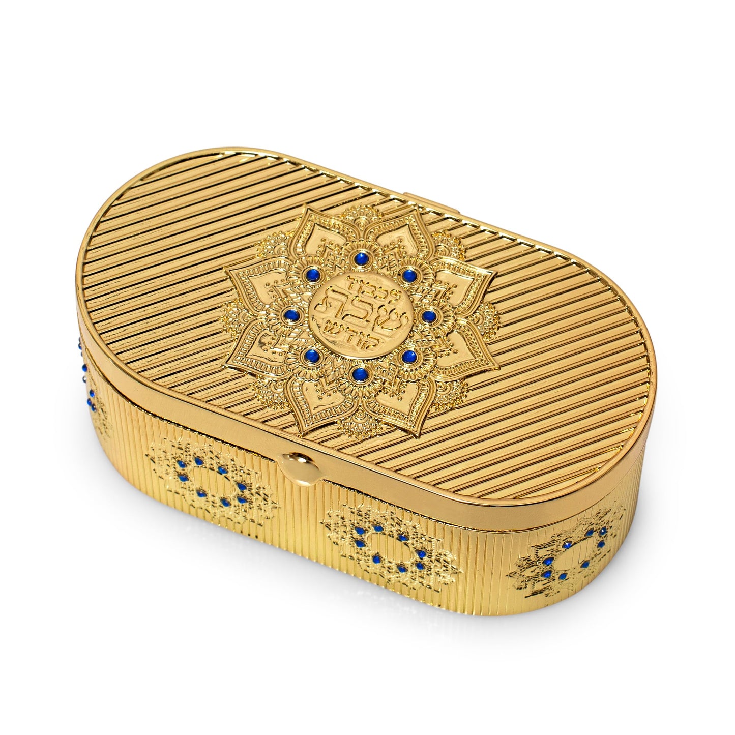 Beautiful Candle Holders that Will Enhance Your Home Décor for Jewish Shabbat or Holidays,A Wonderful Gift for Mother's Day -with Deluxe Engraved Design. (Gold Hoshen Stones)