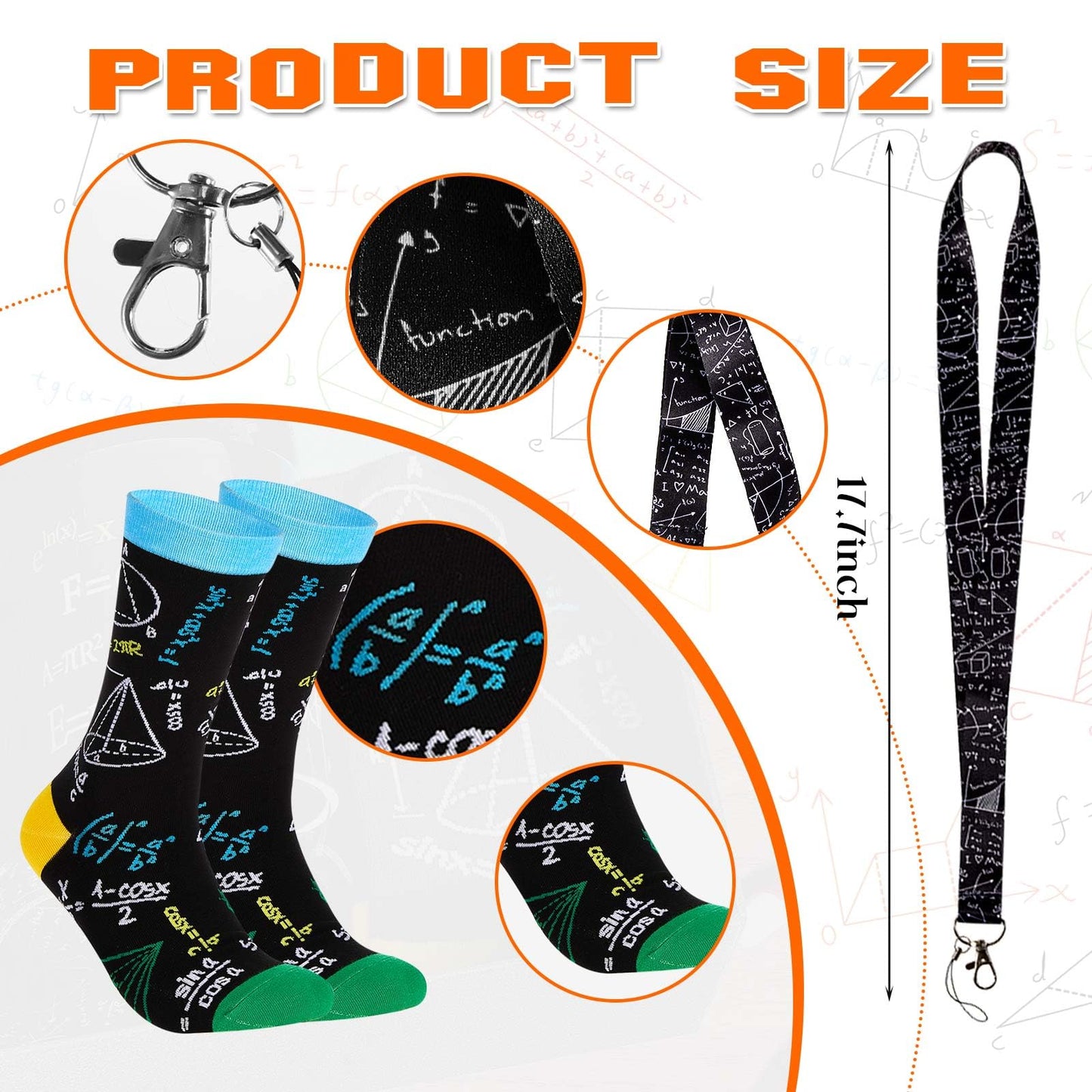 Layhit 4 Pcs Math Teacher Appreciation Gift Graduation Gifts 12 oz Coffee Mug Math Socks Lanyards Keychain with Gifts Box for Men Women Teens Teacher Birthday Teachers Day Christmas