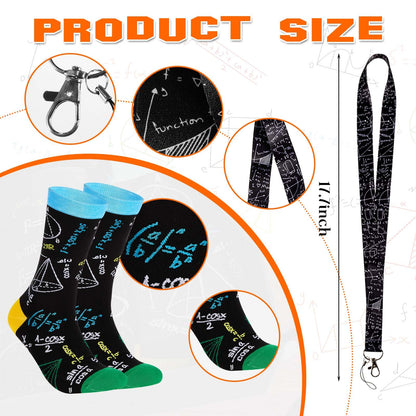 Layhit 4 Pcs Math Teacher Appreciation Gift Graduation Gifts 12 oz Coffee Mug Math Socks Lanyards Keychain with Gifts Box for Men Women Teens Teacher Birthday Teachers Day Christmas