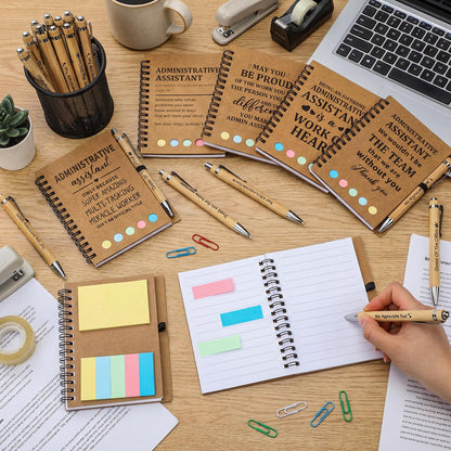 Eaasty 40 Pcs/ 20 Set Administrative Assistant Appreciation Gift Bulk Administrative Professional Day Notebook with Sticky Note Ballpoint Pen Thank You Gift for Women Secretary Employee Coworkers