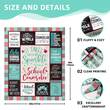 School Counselor Appreciation Gifts, Counselors Gift for Women Blanket 60"x 50", Gifts for School Counselors, Counselor Birthday Presents, Guidance Counselors Presents