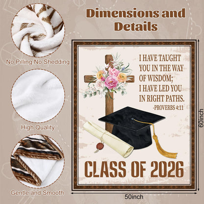 HunnmingRe 2026 Christian Graduation Gifts Throw Blanket 60"x50", Class of 2026 College Graduation Gift for Him Her, Inspirational Religious Gifts for College High School Graduate
