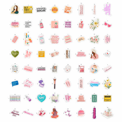 100Pcs Esthetician Stickers for Laptop, Skincare Stickers - Esthetician Party Supplies, Gifts - Gift for Women & Men