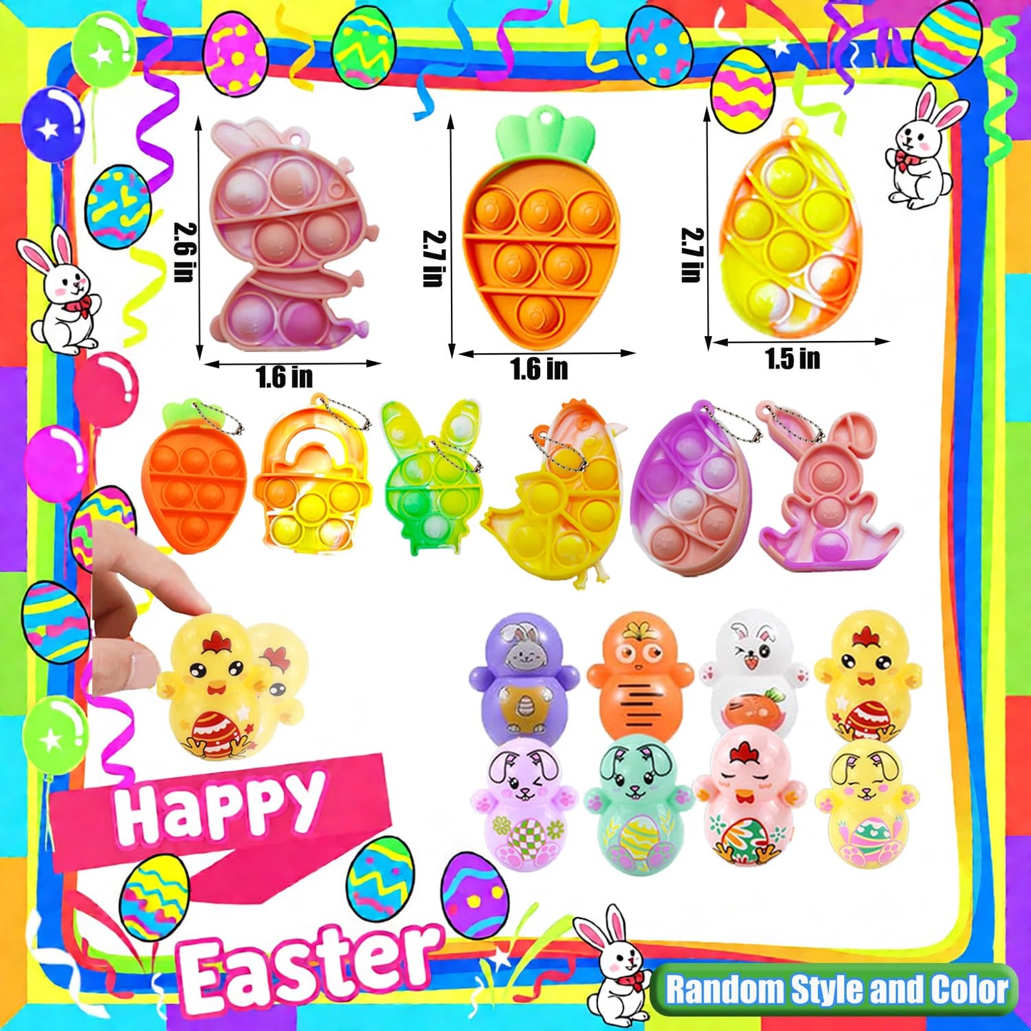 124 PCS Easter Egg Fillers, Easter Basket Stuffers, Easter Party Favors for Kids Boys Girls, Easter Egg Stuffers, Bulk Easter Toys, Easter Gifts, Pinata Goodie Bags Stuffers, Classroom Prizes