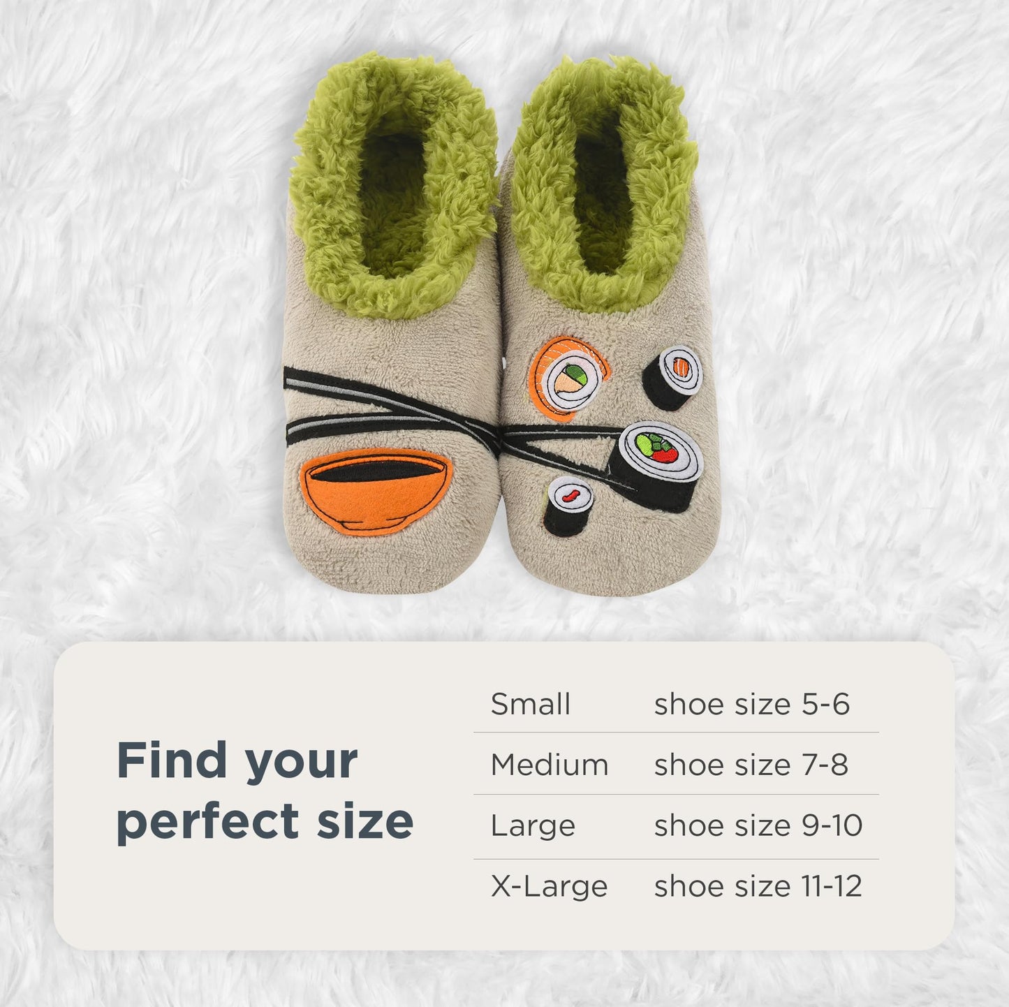 Snoozies Food Slipper Socks for Women, Funny Adult and House Slippers Soft Non-Slip, Sherpa Lining, Indoor Silly Slippers